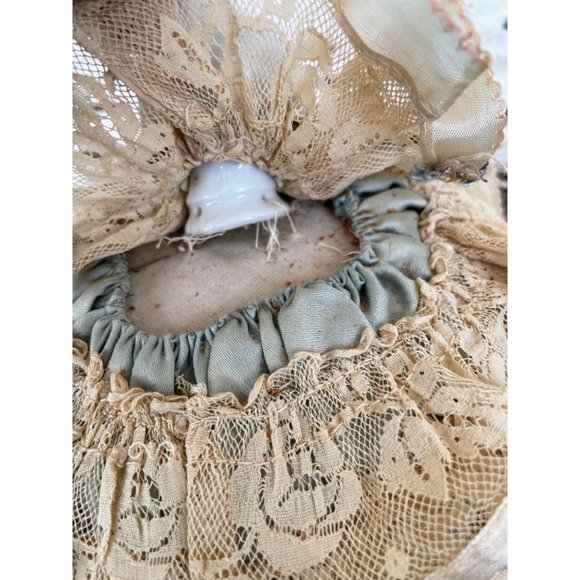 Antique German Pincushion Half Doll with fan silk lace skirt - Picture 10 of 15